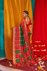 Light Green Tussar Silk Saree with Swarovski Crystals
